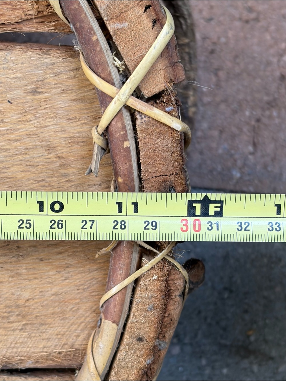 Primitive Wood & Bark Handmade Rustic Round Gathering Basket Vintage VTG Country - Picture 8 of 10